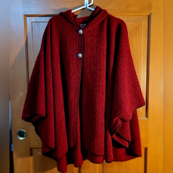 Bear Ridge Outfitters Womens XL / 2X Poncho Wool Blend Red - Picture 2 of 7